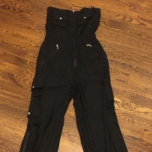 Bebe Black Strapless Jumpsuit